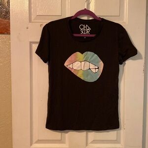 Chaser super soft rainbow glitter lips T-shirt. T104